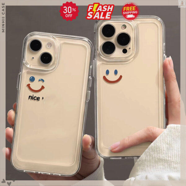 Ốp lưng iphone trong suốt chủ đề hoạt hình mặt cười nice cute